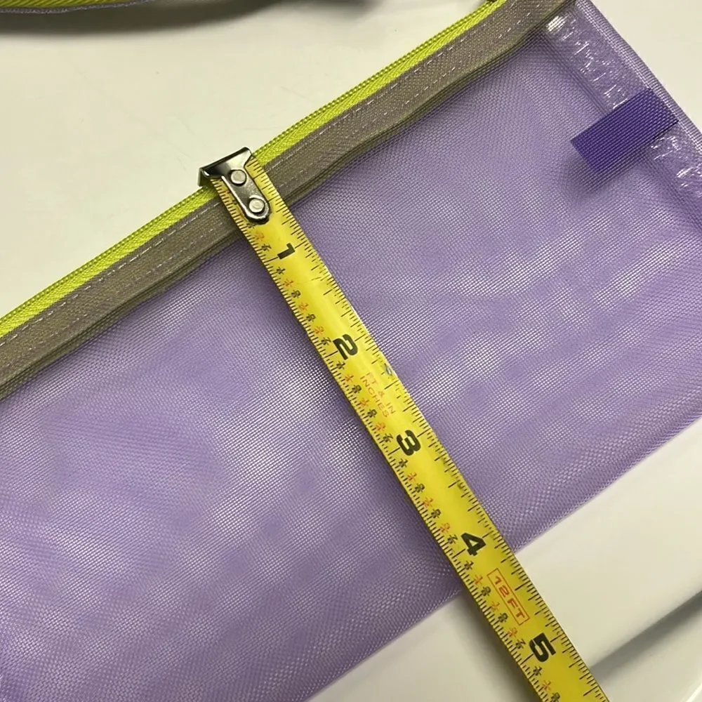 Girlfitti Purple Mesh Velcro Adjustable Body Bag w/ Mesh Wallet & Yellow Zippers
